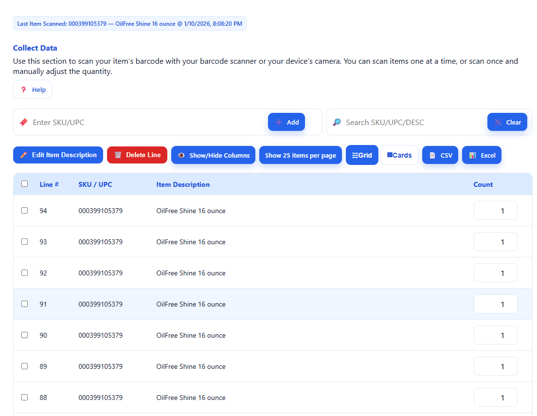 InventoryCountApp clipboard overview